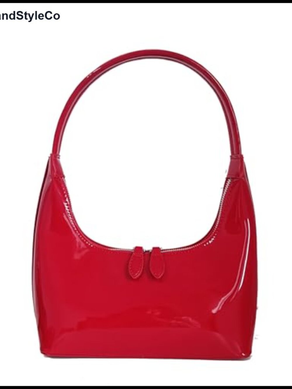 Red Faux Leather Hobo Bag with Zipper Closure